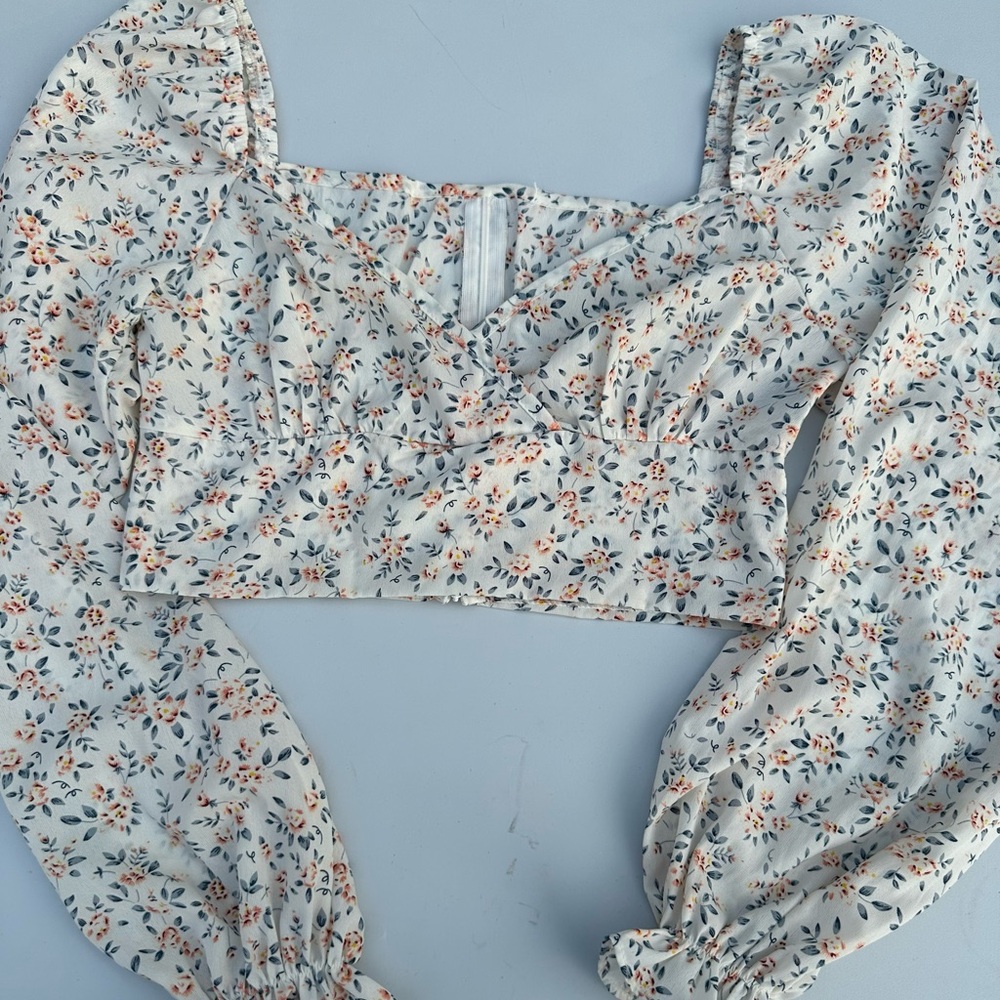 Shein Floral Milk Maid Crop Top